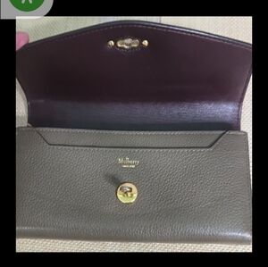 Mulberry Leather Wallet with Burgundy Interior and Gold Postman Hardware